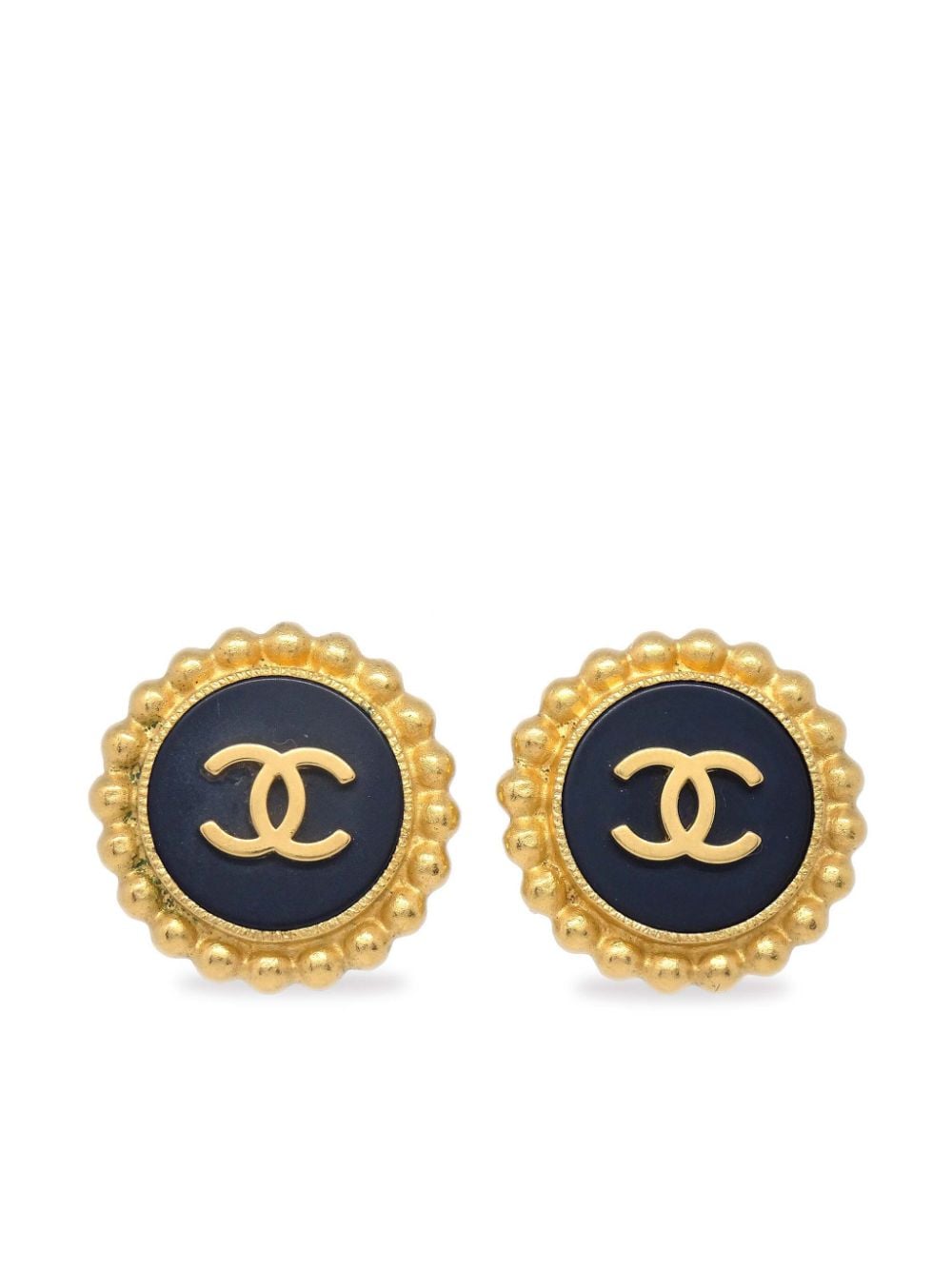 CHANEL Pre-Owned 1994 CC button clip-on earrings - Black von CHANEL Pre-Owned