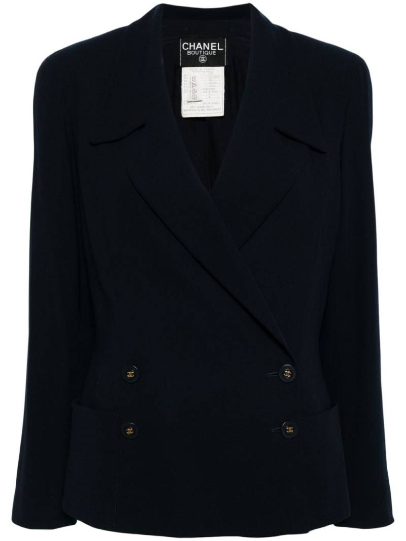 CHANEL Pre-Owned 1994 CC-button wool double-breasted blazer - Blue von CHANEL Pre-Owned
