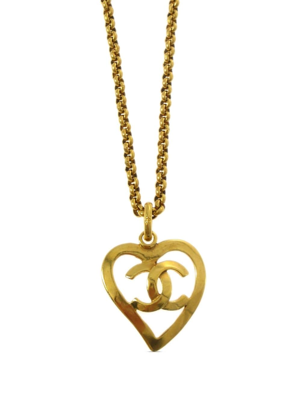 CHANEL Pre-Owned 1995 CC heart pendant necklace - Gold von CHANEL Pre-Owned