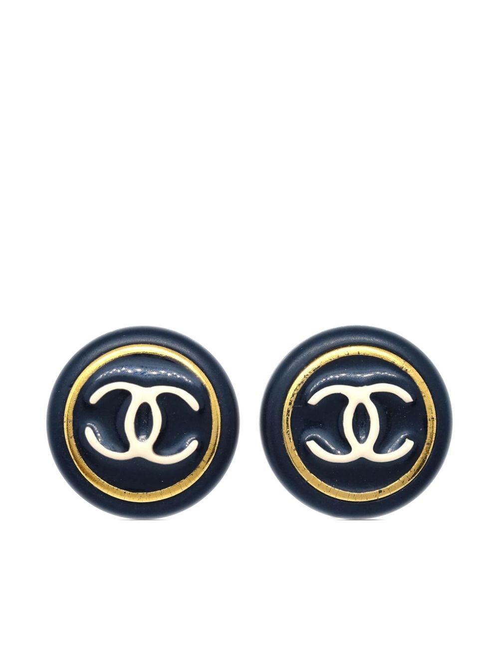 CHANEL Pre-Owned 1995 CC-logo clip-on earrings - Black von CHANEL Pre-Owned