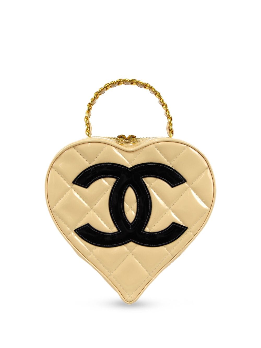 CHANEL Pre-Owned 1995 CC patch heart vanity handbag - Yellow von CHANEL Pre-Owned