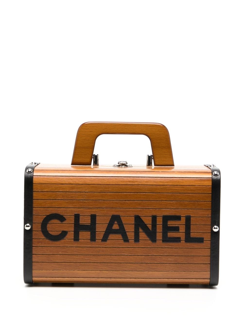 CHANEL Pre-Owned 1995 CC wooden vanity handbag - Brown von CHANEL Pre-Owned