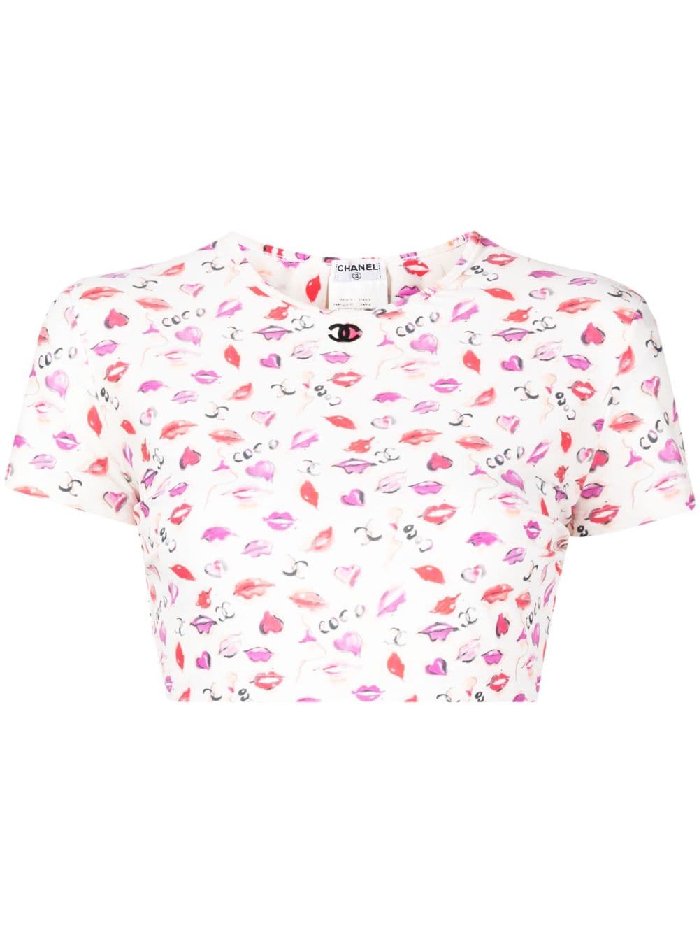 CHANEL Pre-Owned 1995 lip-print crop top - White von CHANEL Pre-Owned