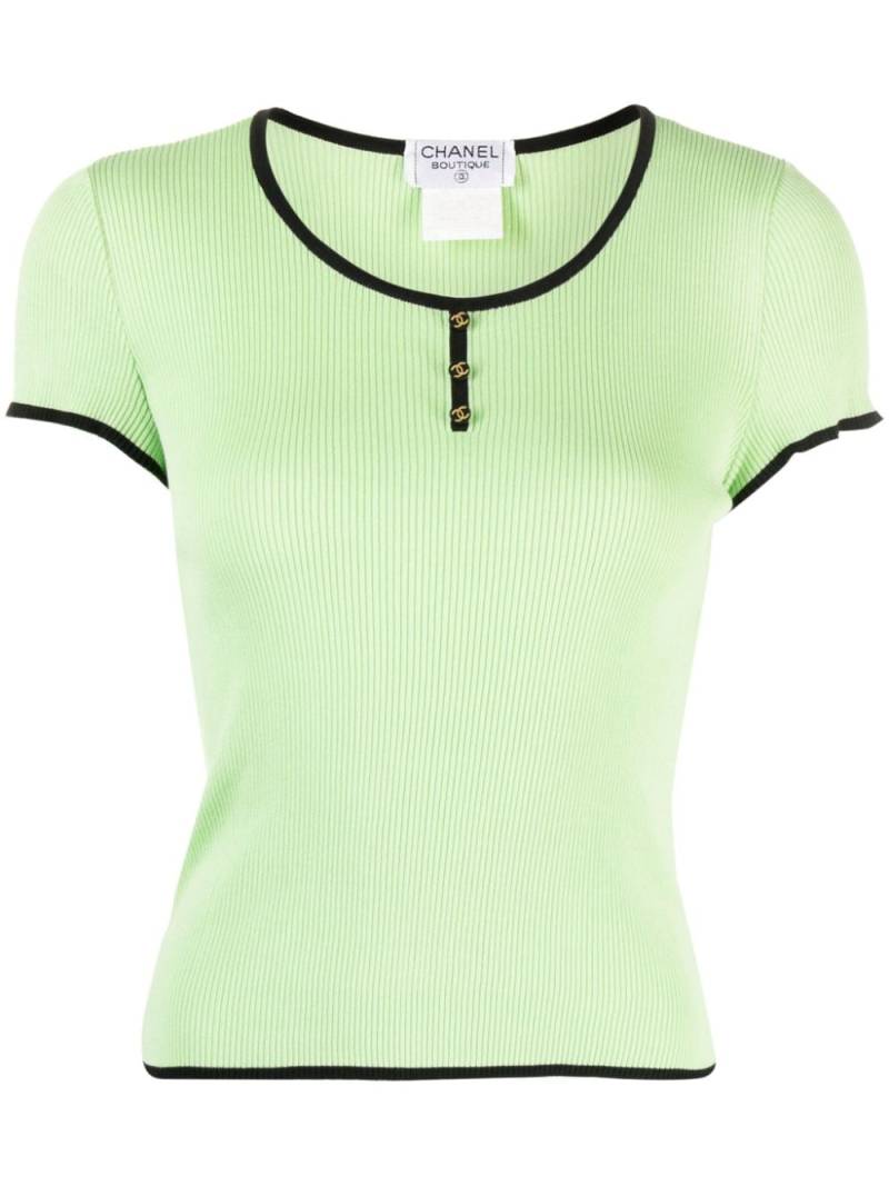CHANEL Pre-Owned 1995 ribbed cotton T-shirt - Green von CHANEL Pre-Owned