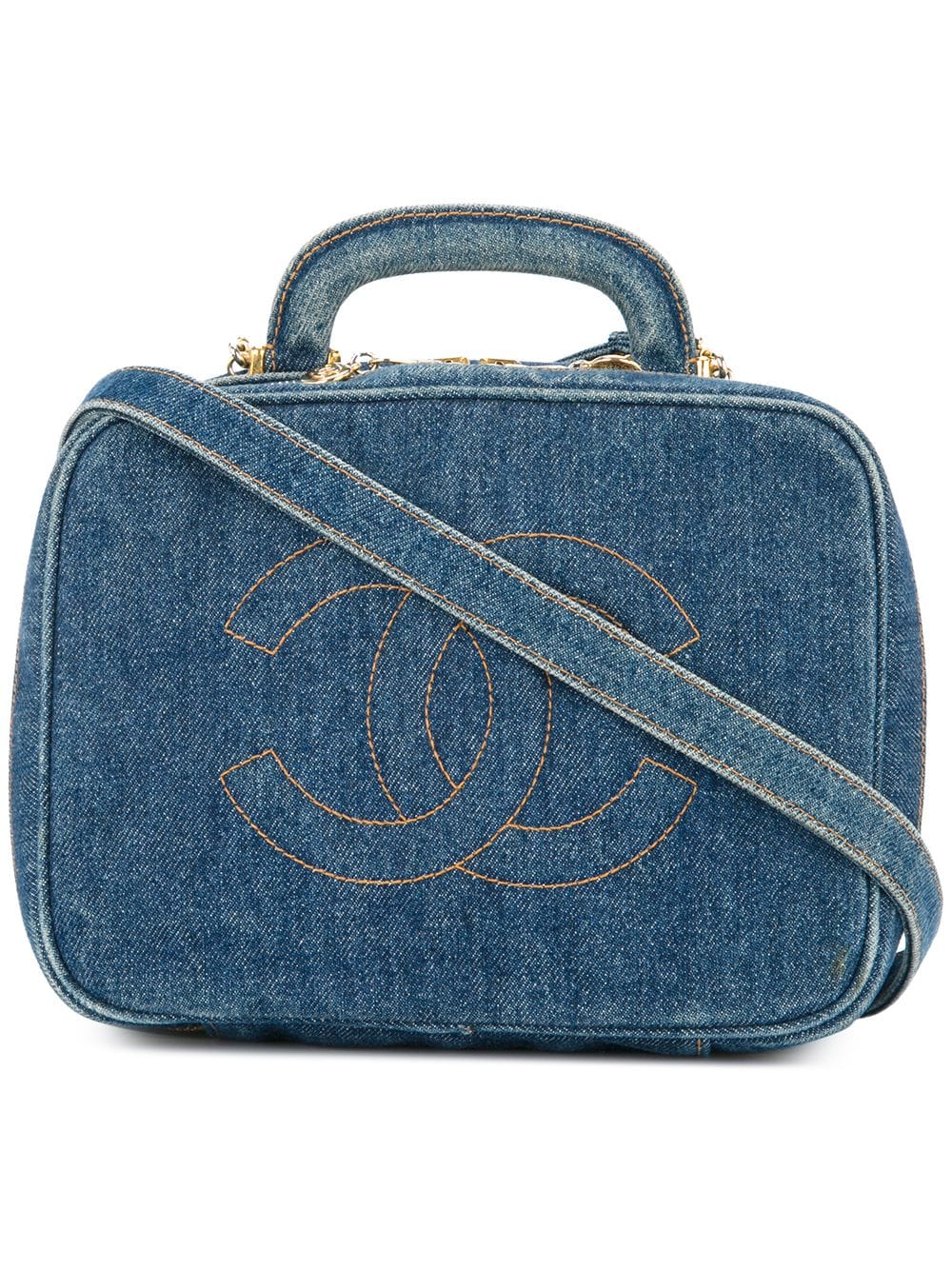 CHANEL Pre-Owned 1996-1997 denim 2way cosmetic bag - Blue von CHANEL Pre-Owned