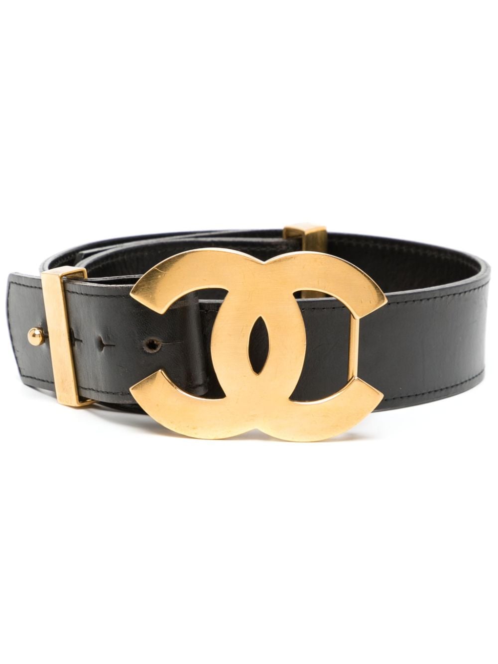 CHANEL Pre-Owned 1996 CC buckle leather belt - Black von CHANEL Pre-Owned