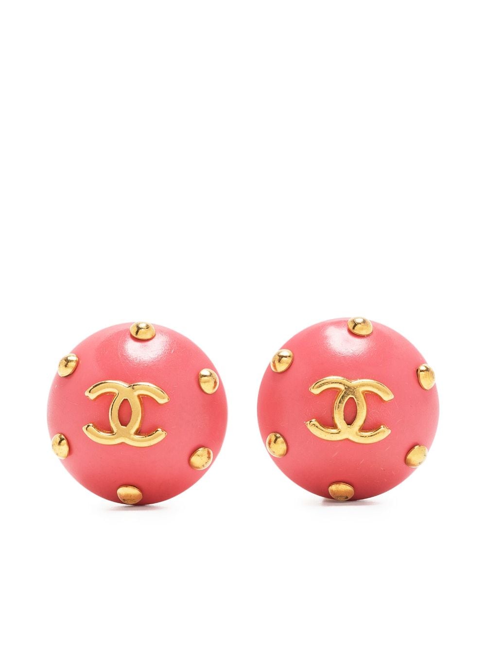 CHANEL Pre-Owned 1996 CC button clip-on earrings - Pink von CHANEL Pre-Owned