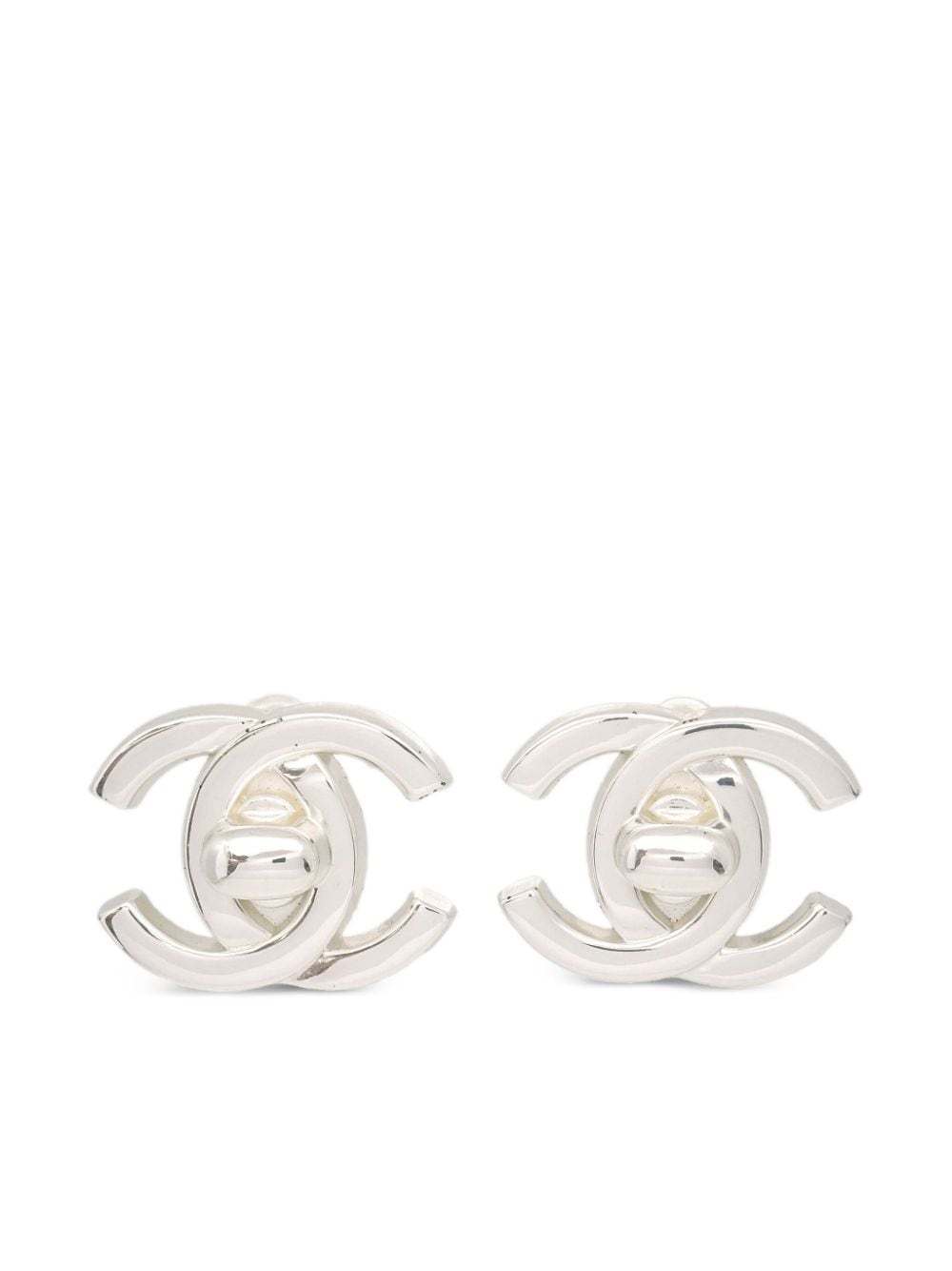 CHANEL Pre-Owned 1996 CC turn-lock clip-on earrings - Silver von CHANEL Pre-Owned