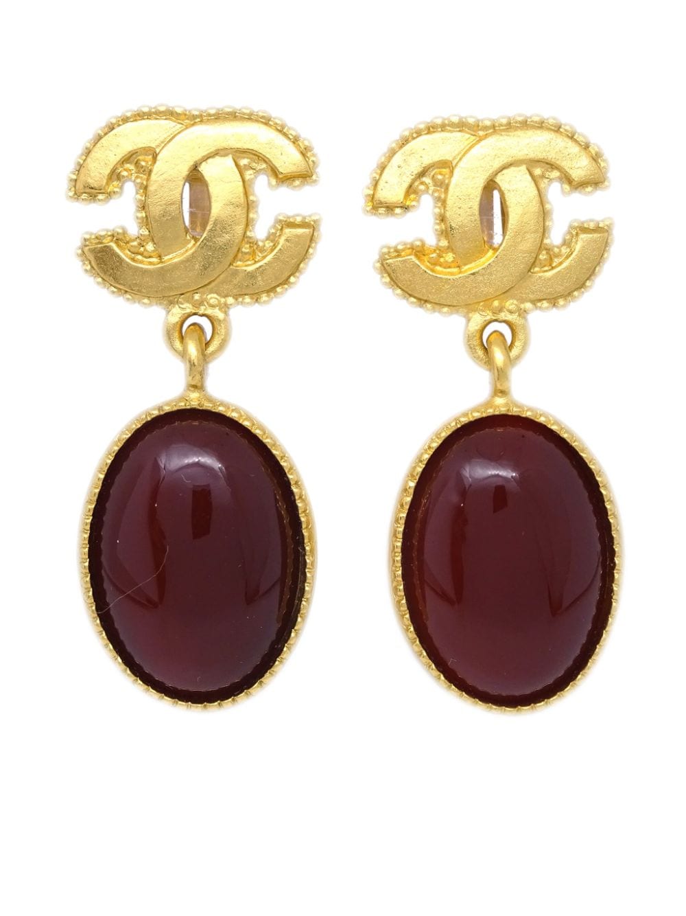 CHANEL Pre-Owned 1996 stone dangle clip-on earrings - Gold von CHANEL Pre-Owned