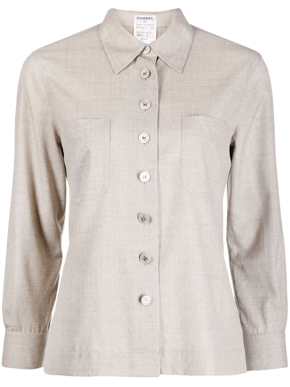 CHANEL Pre-Owned 1997 CC-buttons wool shirt - Neutrals von CHANEL Pre-Owned