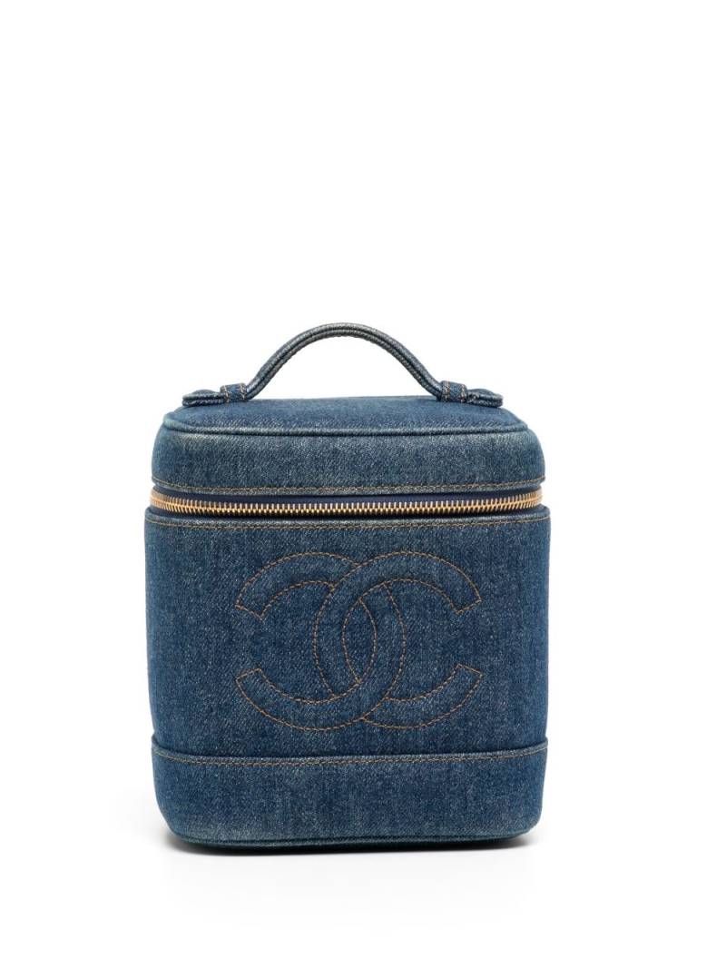 CHANEL Pre-Owned 1997 CC stitch denim vanity bag - Blue von CHANEL Pre-Owned