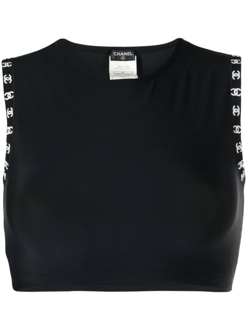 CHANEL Pre-Owned 1997 CC-trim crop top - Black von CHANEL Pre-Owned