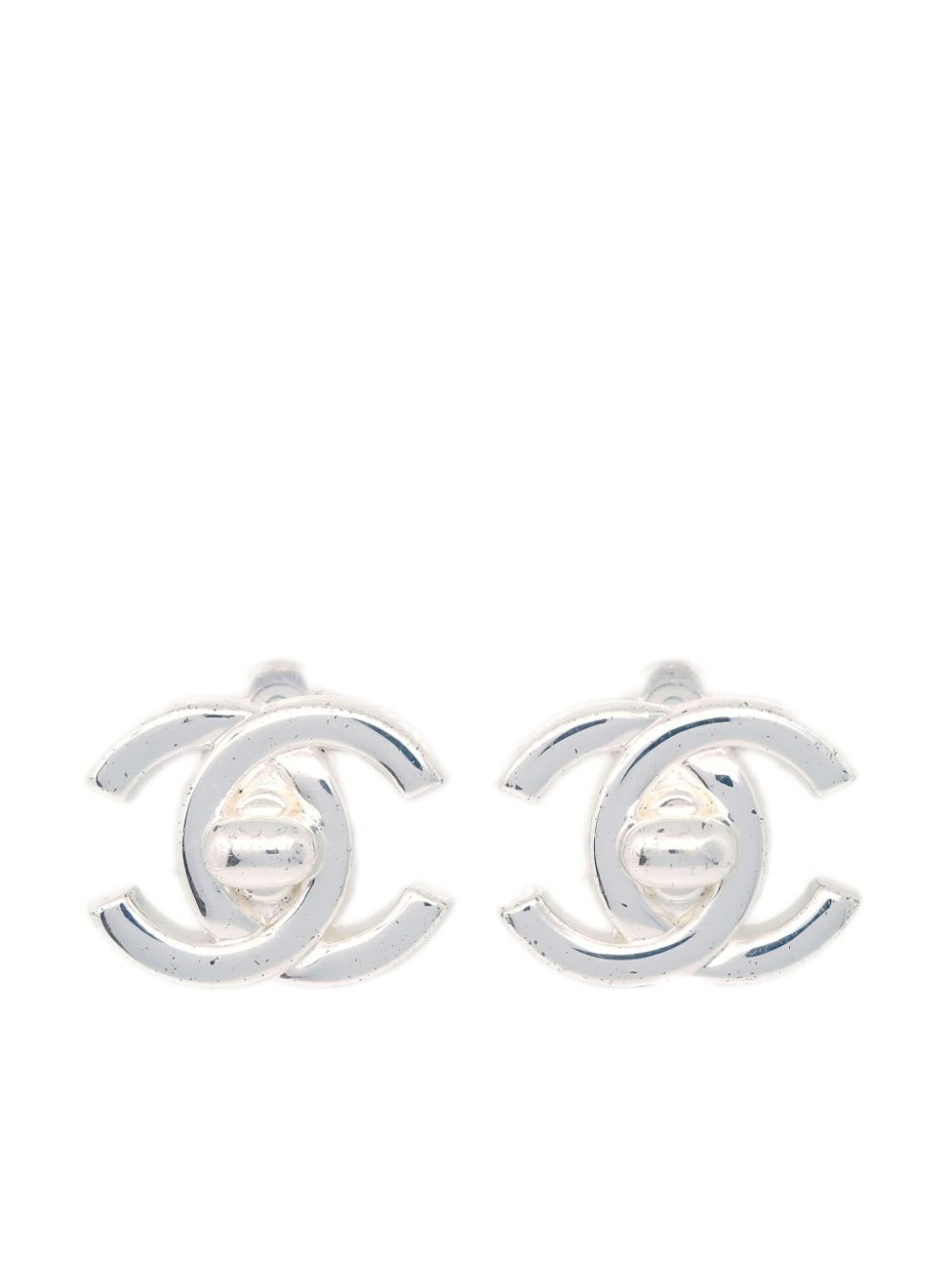 CHANEL Pre-Owned 1997 silver plated CC Turnlock clip-on earrings von CHANEL Pre-Owned