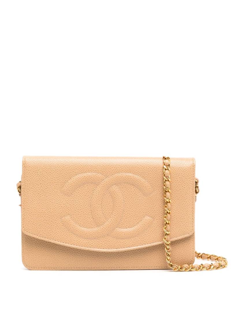 CHANEL Pre-Owned 1998 CC stitch flap wallet-on-chain - Neutrals von CHANEL Pre-Owned