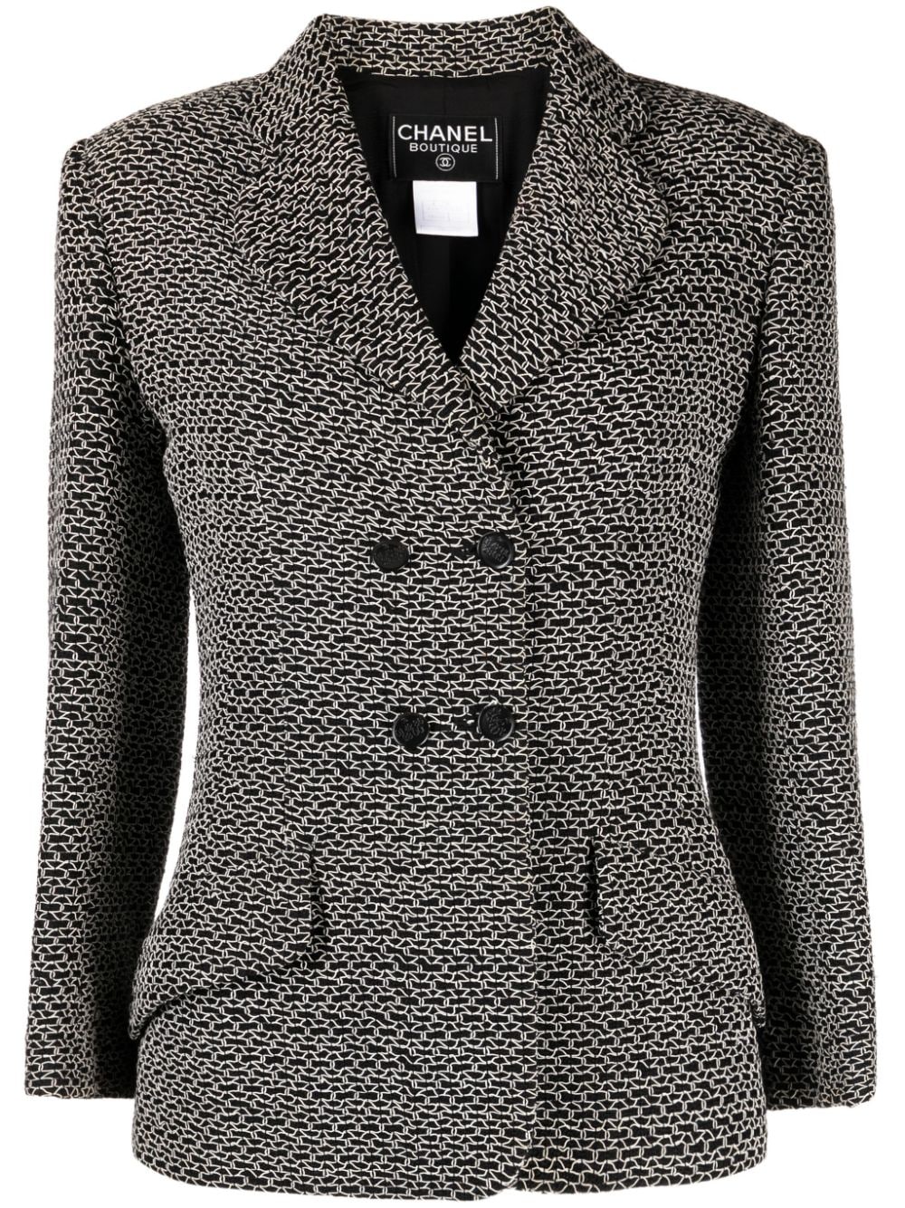 CHANEL Pre-Owned 1998 double-breasted tweed blazer - Black von CHANEL Pre-Owned