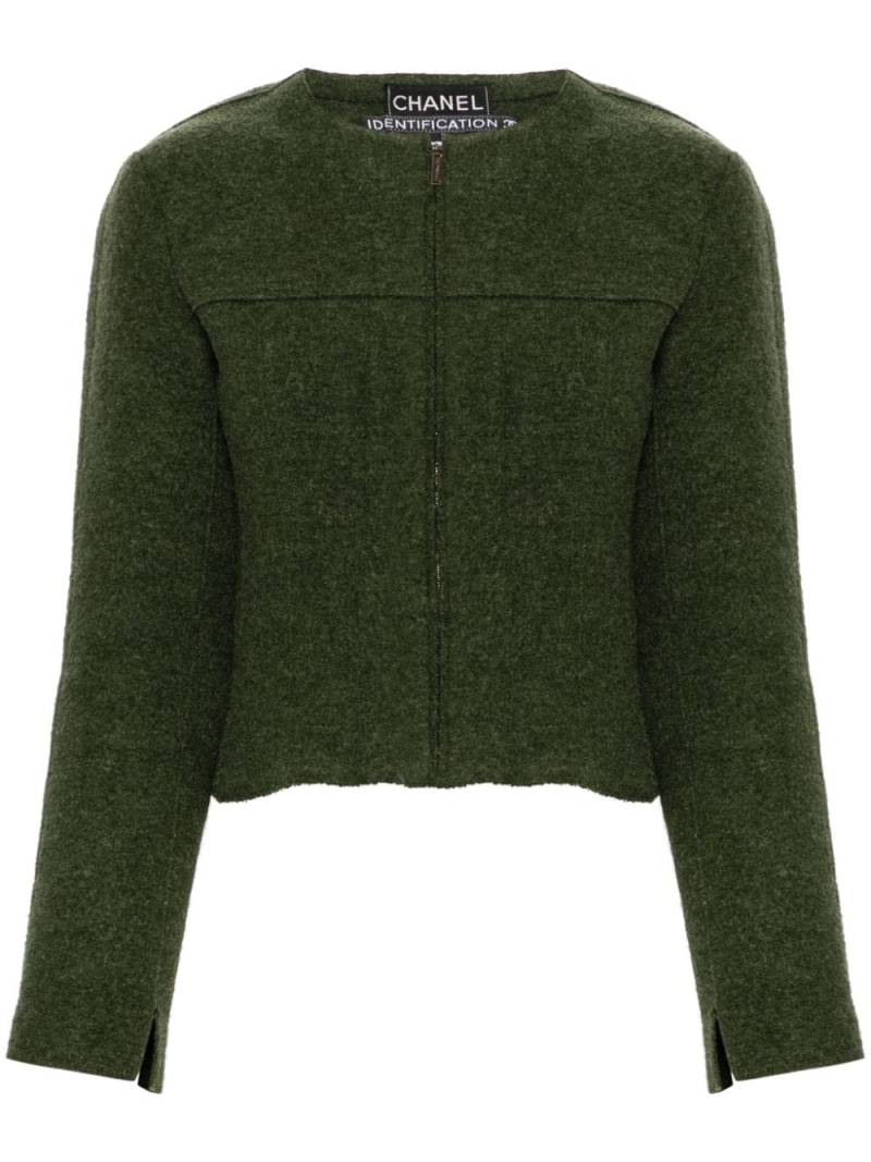 CHANEL Pre-Owned 1999 structured wool collarless jacket - Green von CHANEL Pre-Owned