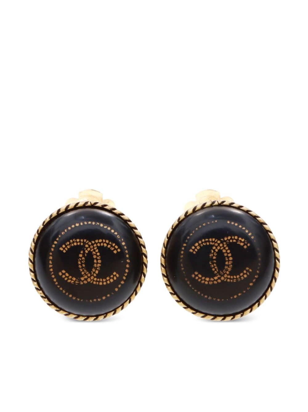 CHANEL Pre-Owned 2000 CC button clip-on earrings - Black von CHANEL Pre-Owned