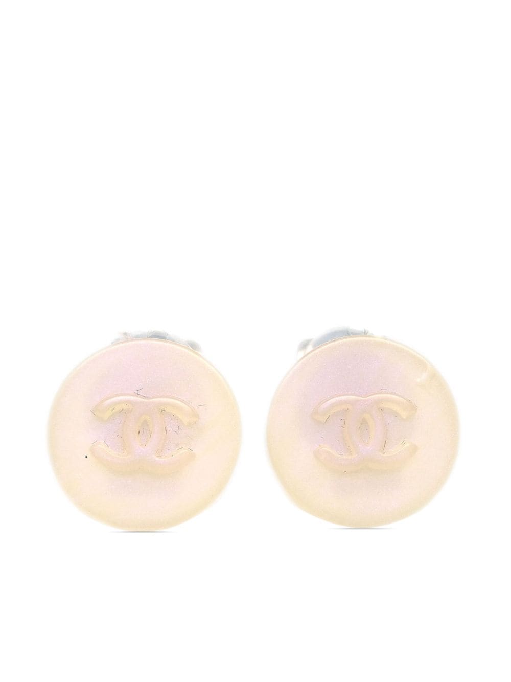 CHANEL Pre-Owned 2000 CC button clip-on earrings - White von CHANEL Pre-Owned