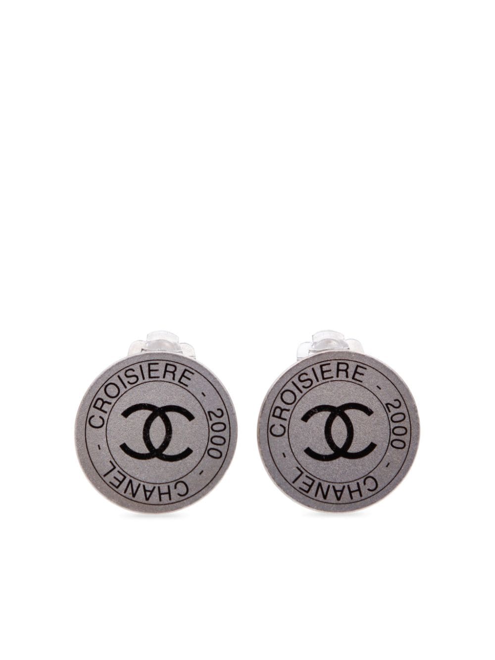 CHANEL Pre-Owned 2000 Croisiere CC button clip-on earrings - Silver von CHANEL Pre-Owned