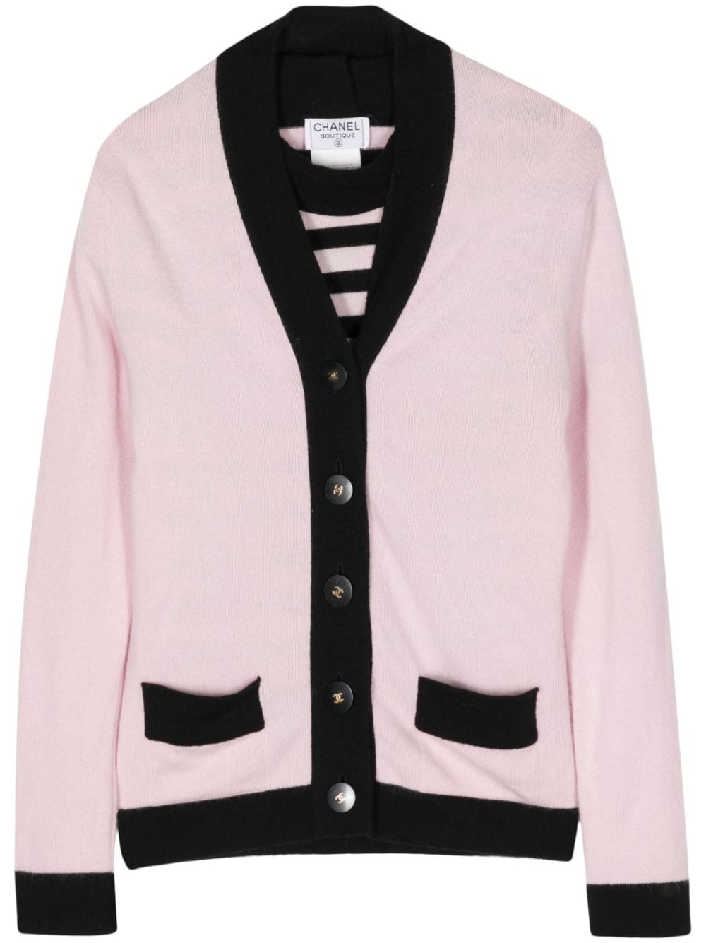 CHANEL Pre-Owned 2000 contrast-trimmed cashmere cardigan - Pink von CHANEL Pre-Owned