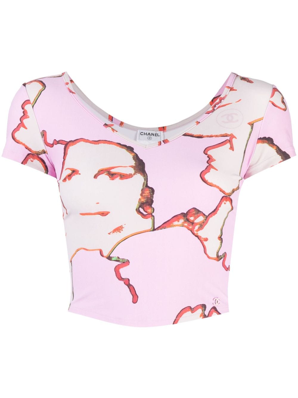 CHANEL Pre-Owned 2000 graphic-print crop T-shirt - Pink von CHANEL Pre-Owned