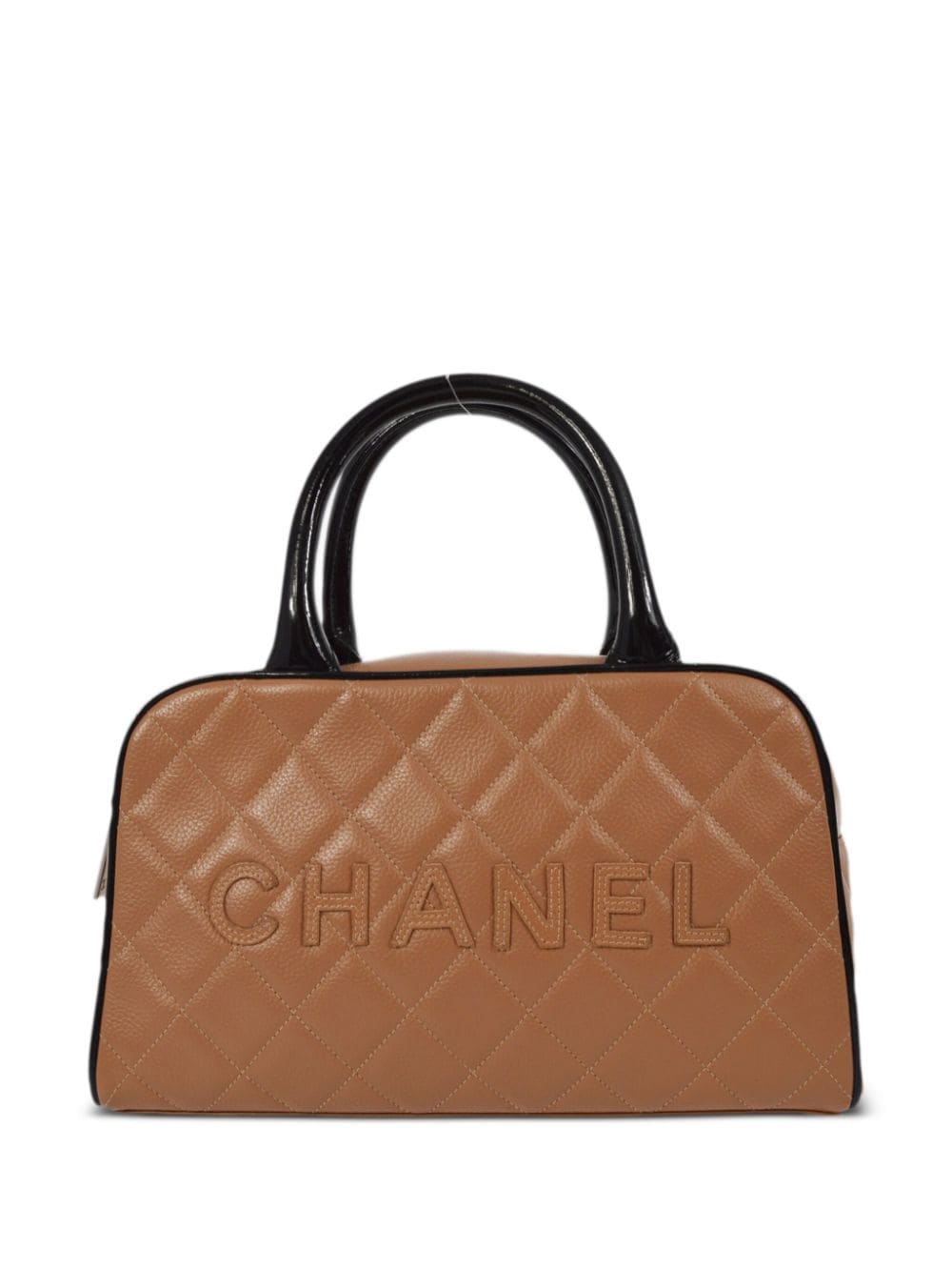 CHANEL Pre-Owned 2000 logo lettering patches bowling bag - Brown von CHANEL Pre-Owned