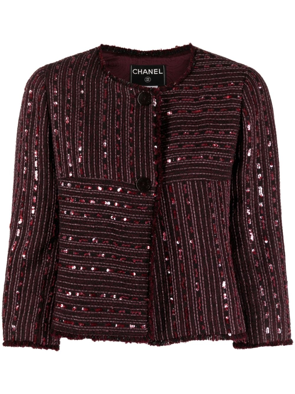 CHANEL Pre-Owned 2000 tweed single-breasted jacket - Red von CHANEL Pre-Owned