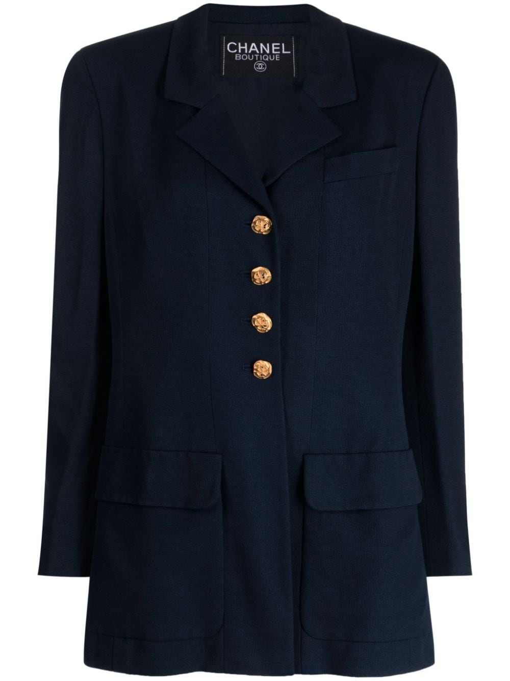 CHANEL Pre-Owned 2000s four-leaf clover buttons wool blazer - Blue von CHANEL Pre-Owned