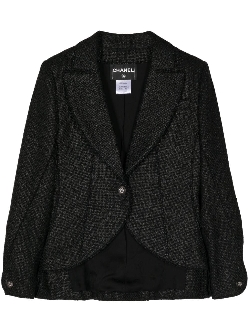 CHANEL Pre-Owned 2000s single-breasted tweed blazer - Black von CHANEL Pre-Owned