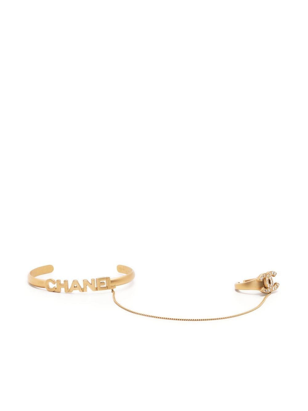 CHANEL Pre-Owned 2001 CC rhinestone-embellished ring bangle bracelet - Gold von CHANEL Pre-Owned