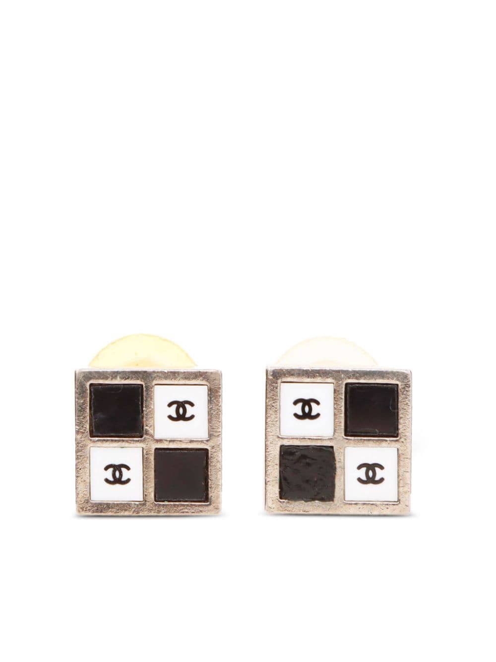 CHANEL Pre-Owned 2001 CC square stud earrings - Silver von CHANEL Pre-Owned