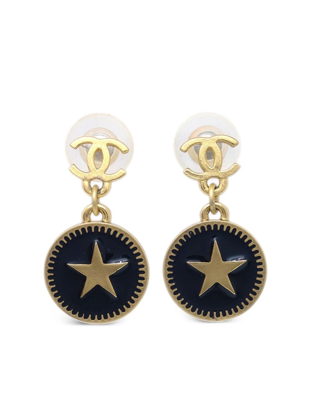 CHANEL Pre-Owned 2001 CC star dangle earrings - Black von CHANEL Pre-Owned