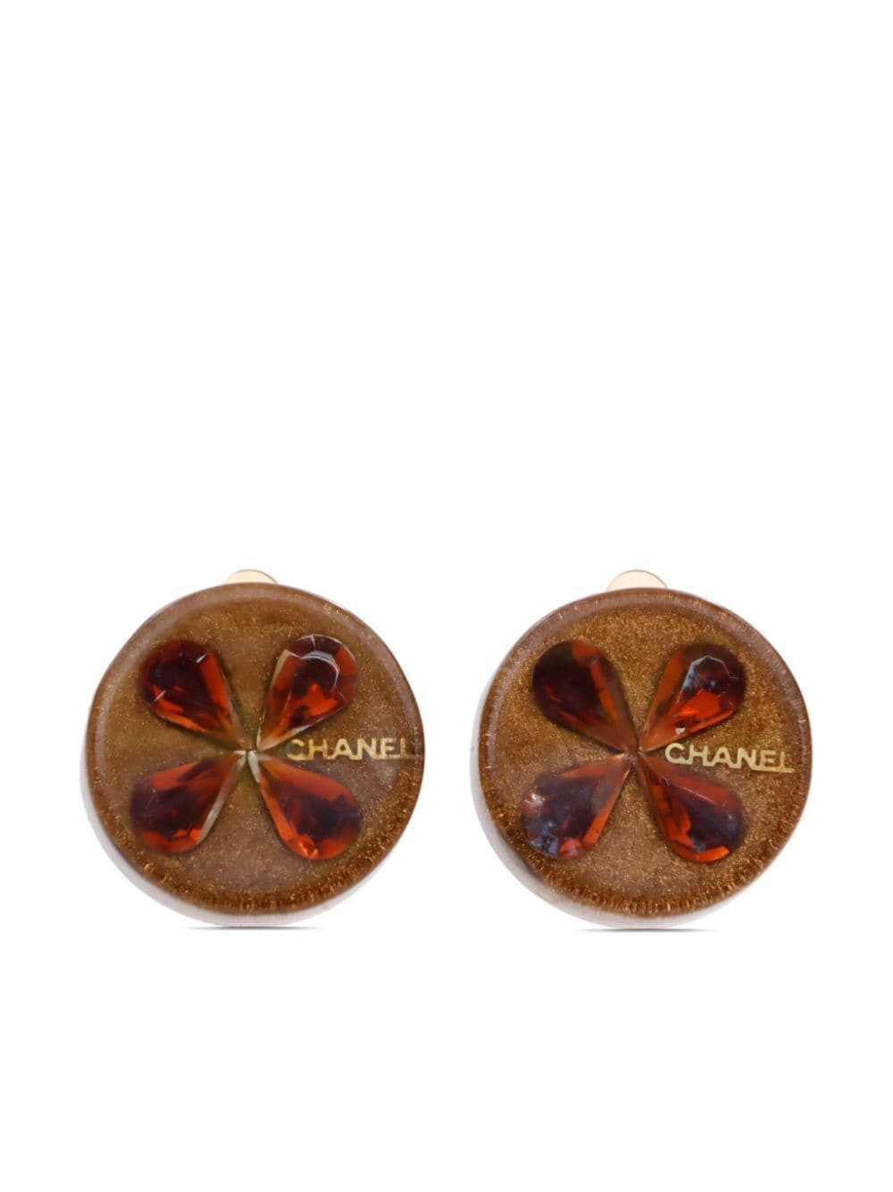 CHANEL Pre-Owned 2001 four-leaf clover button clip-on earrings - Gold von CHANEL Pre-Owned