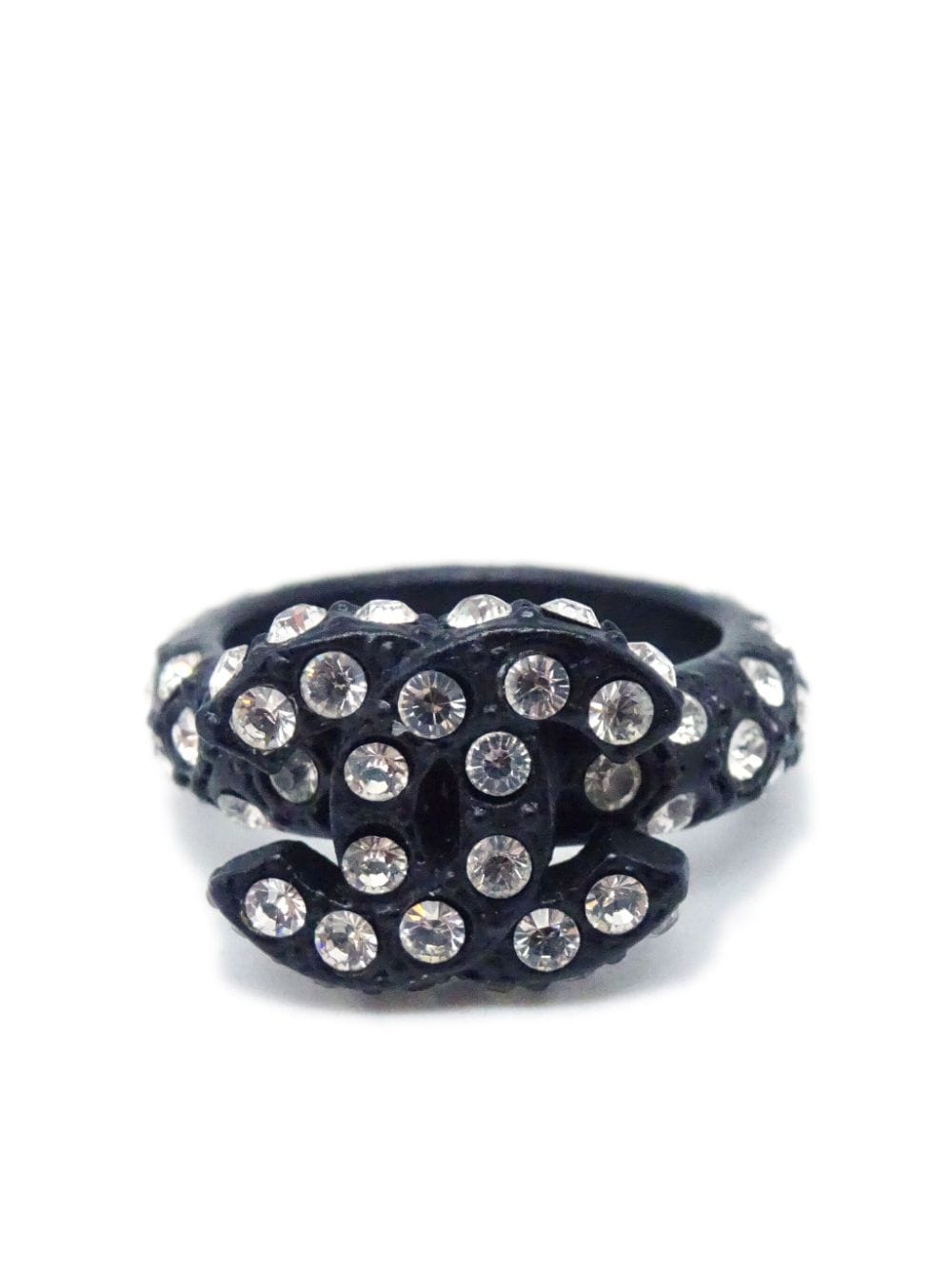 CHANEL Pre-Owned 2002 CC rhinestone-embellished ring - Black von CHANEL Pre-Owned