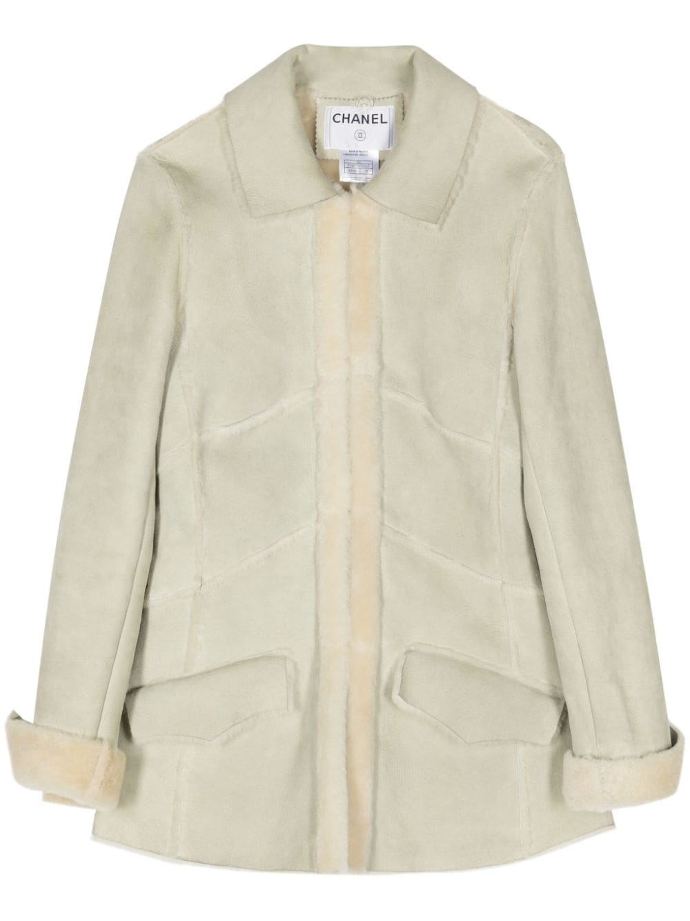 CHANEL Pre-Owned 2002 single-breasted shearling jacket - Green von CHANEL Pre-Owned