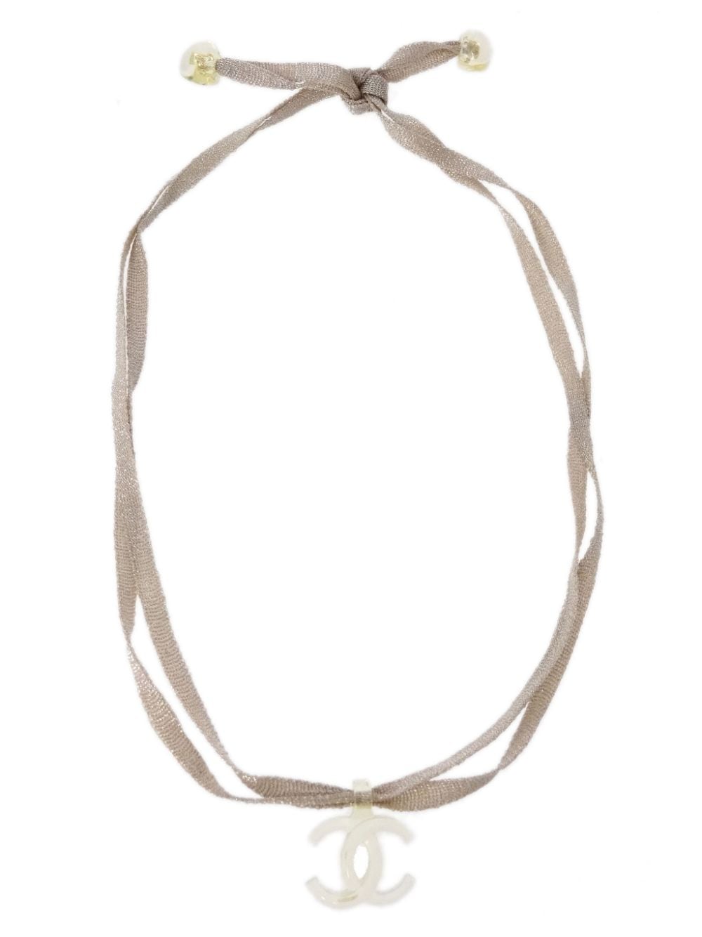 CHANEL Pre-Owned 2002 transparent CC-logo fabric necklace - White von CHANEL Pre-Owned