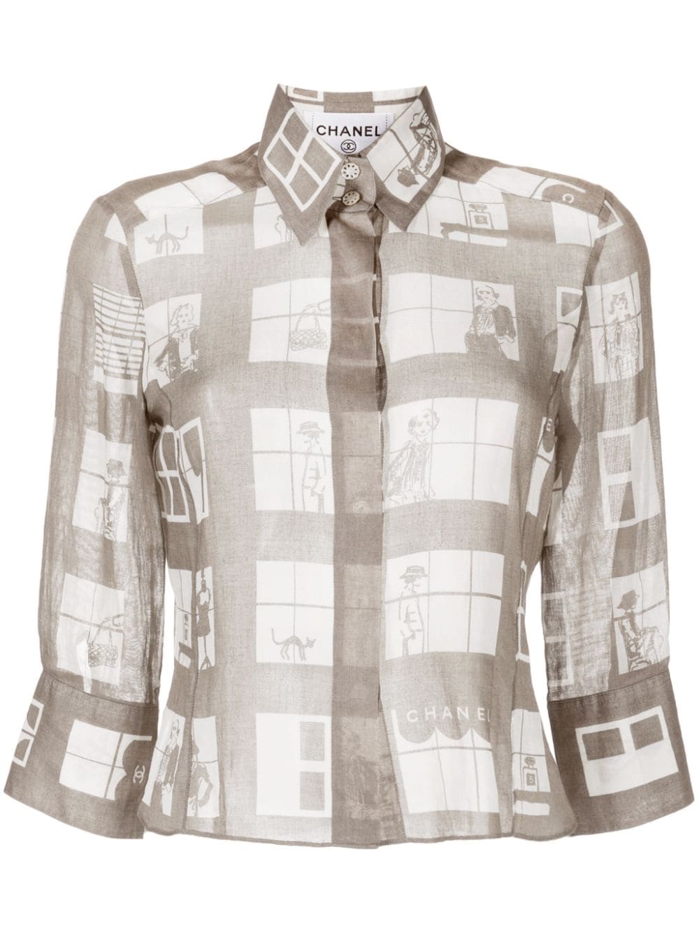 CHANEL Pre-Owned 2003 Mademoiselle-print cotton shirt - Brown von CHANEL Pre-Owned