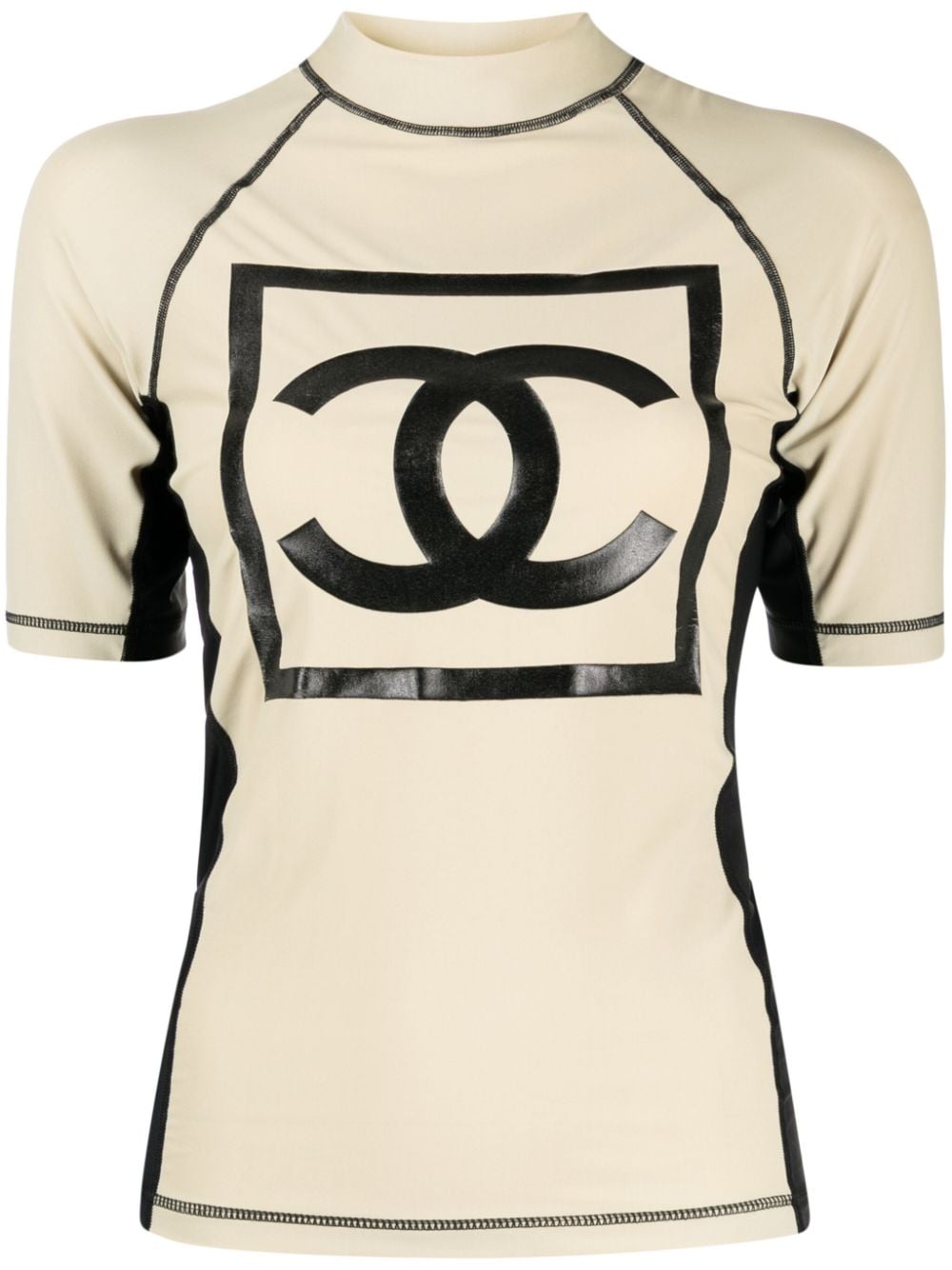 CHANEL Pre-Owned 2003 Sports line logo print surf T-shirt - Neutrals von CHANEL Pre-Owned