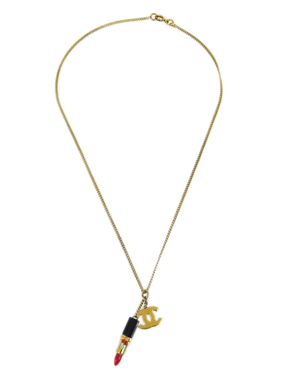CHANEL Pre-Owned 2004 CC lipstick pendant necklace - Gold von CHANEL Pre-Owned