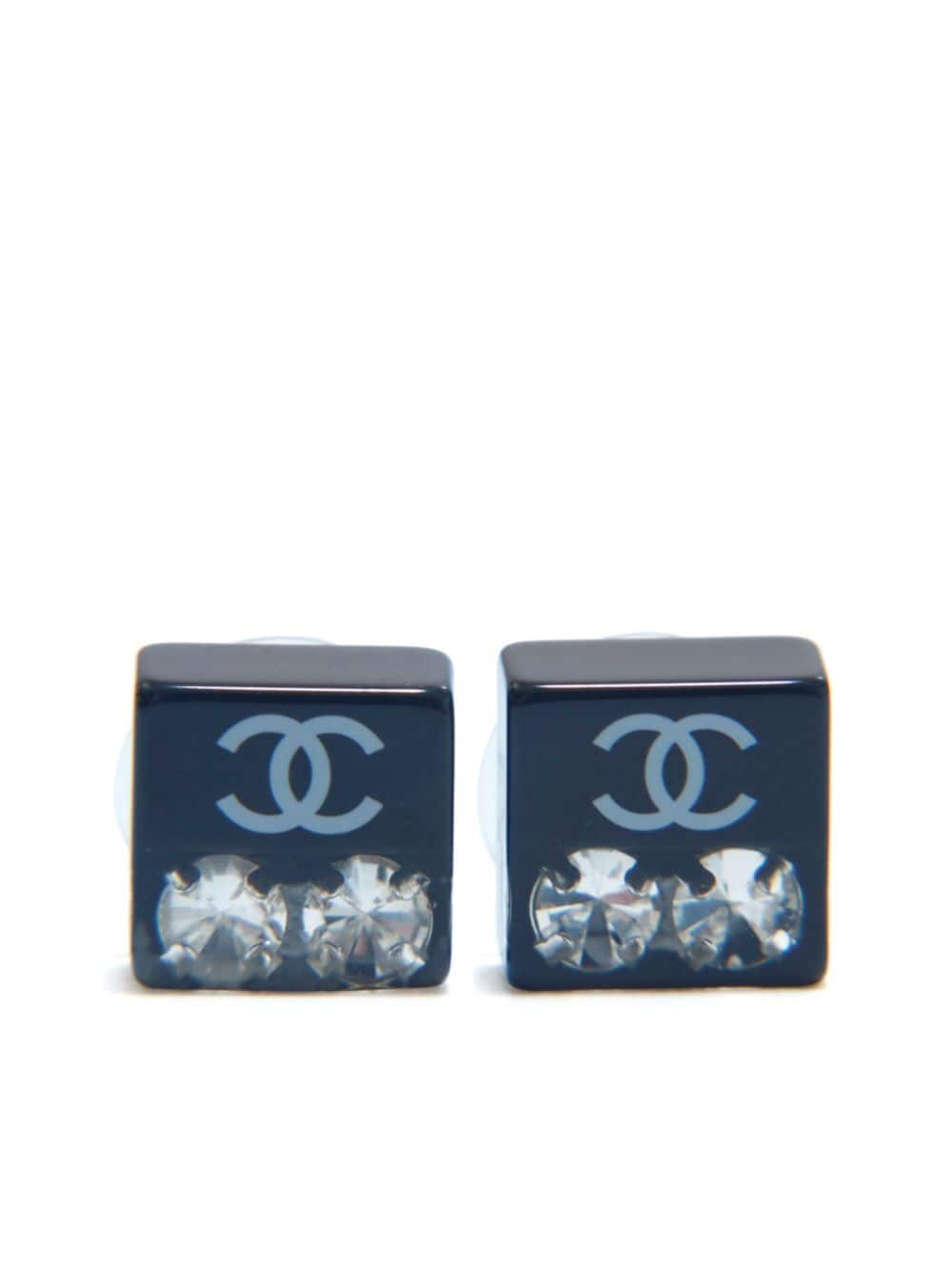 CHANEL Pre-Owned 2005 CC crystal-embellished cube earrings - Black von CHANEL Pre-Owned