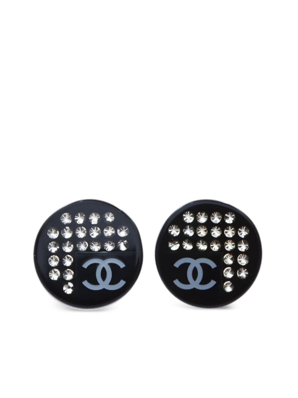 CHANEL Pre-Owned 2005 rhinestone-embellished button earrings - Black von CHANEL Pre-Owned