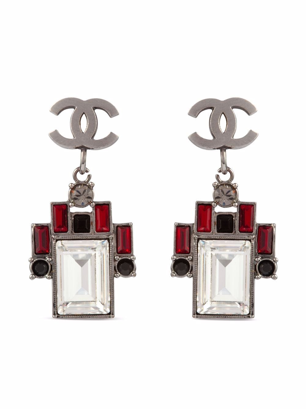 CHANEL Pre-Owned 2006 CC crystal-embellished clip-on earrings - Silver von CHANEL Pre-Owned