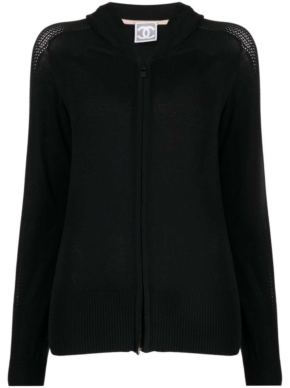 CHANEL Pre-Owned 2008 CC perforated zip-front hoodie - Black von CHANEL Pre-Owned