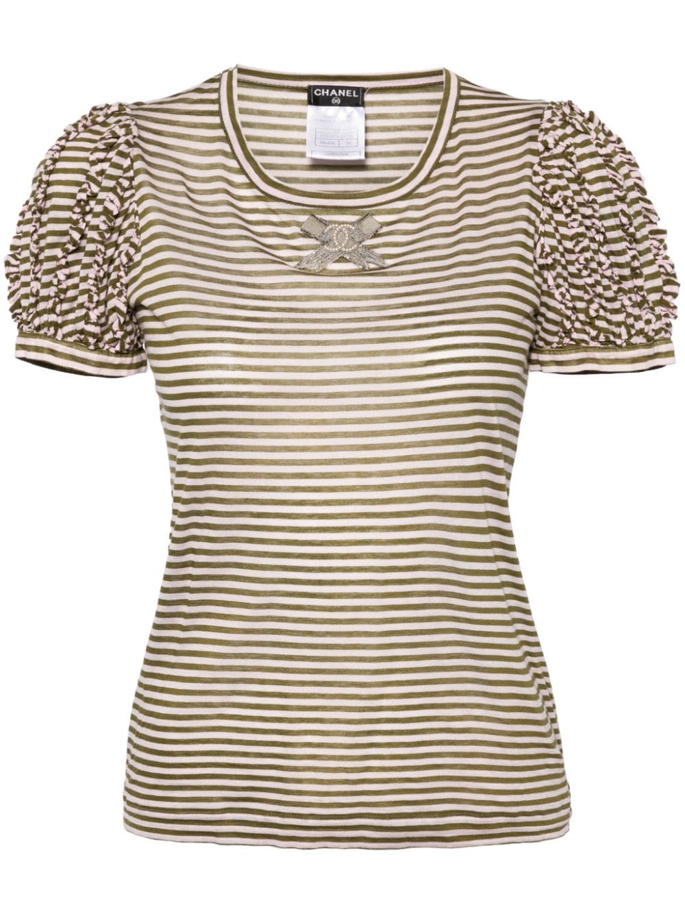 CHANEL Pre-Owned 2009 CC bow striped T-shirt - Pink von CHANEL Pre-Owned