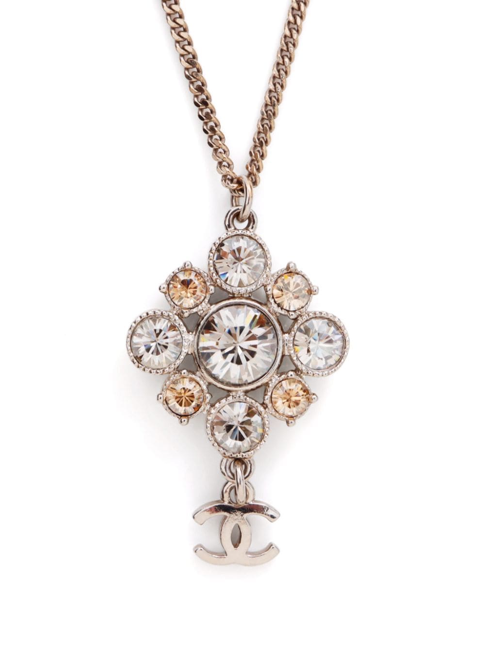 CHANEL Pre-Owned 2009 rhinestone pendant dangle-logo necklace - Silver von CHANEL Pre-Owned