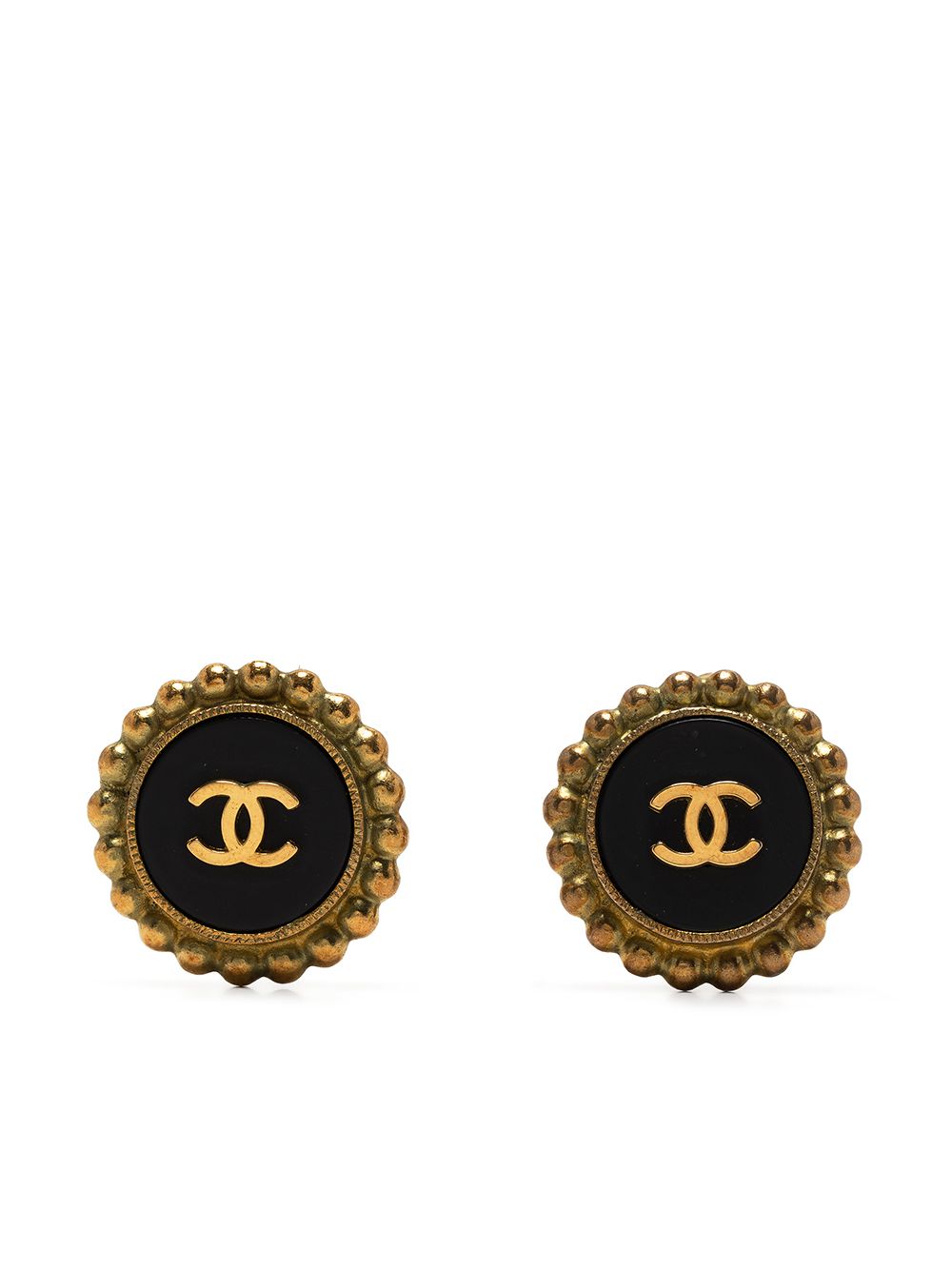 CHANEL Pre-Owned 2010s CC button earrings - Black von CHANEL Pre-Owned