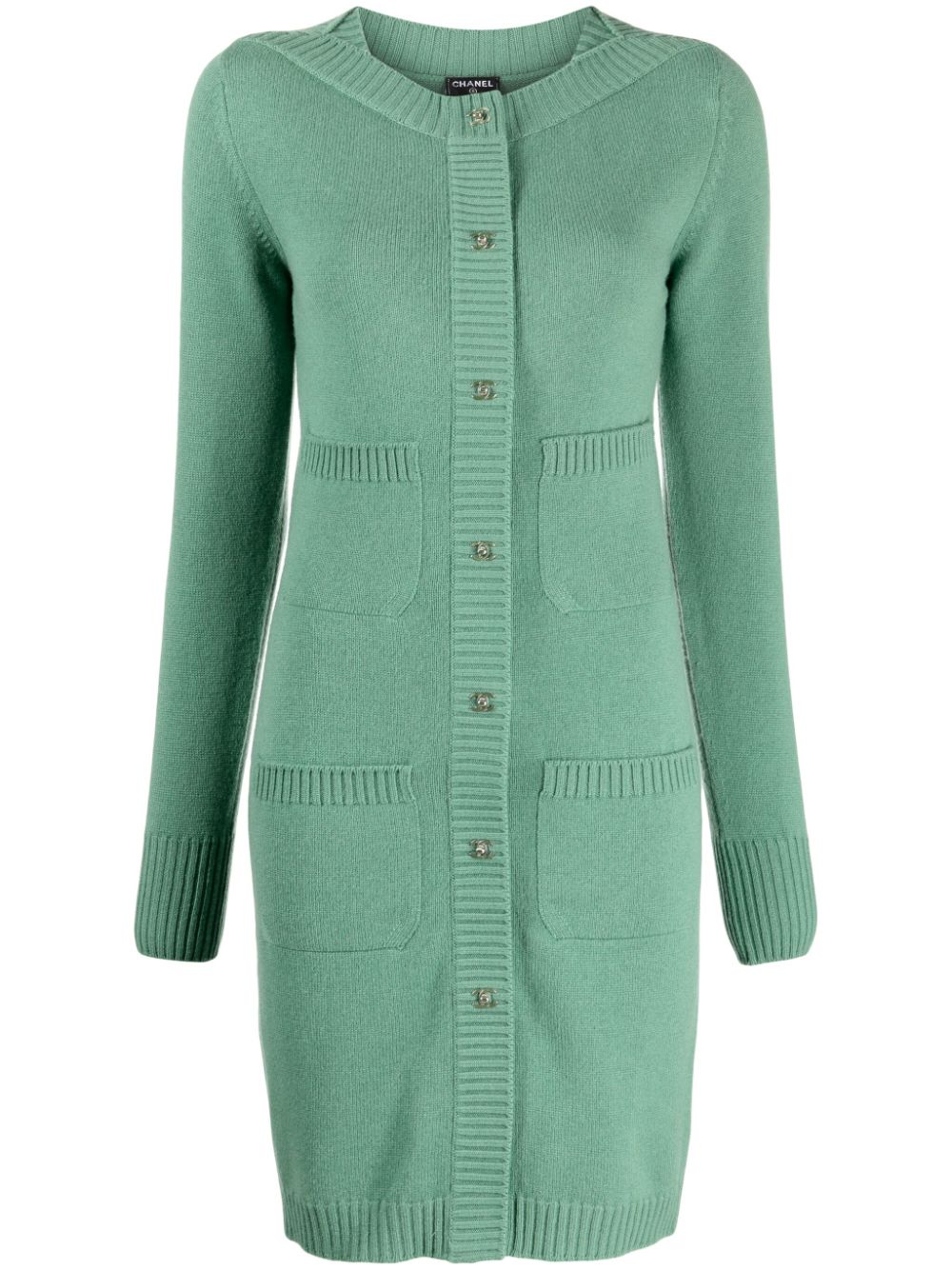 CHANEL Pre-Owned 2010s CC turn-lock buttons cashmere minidress - Green von CHANEL Pre-Owned