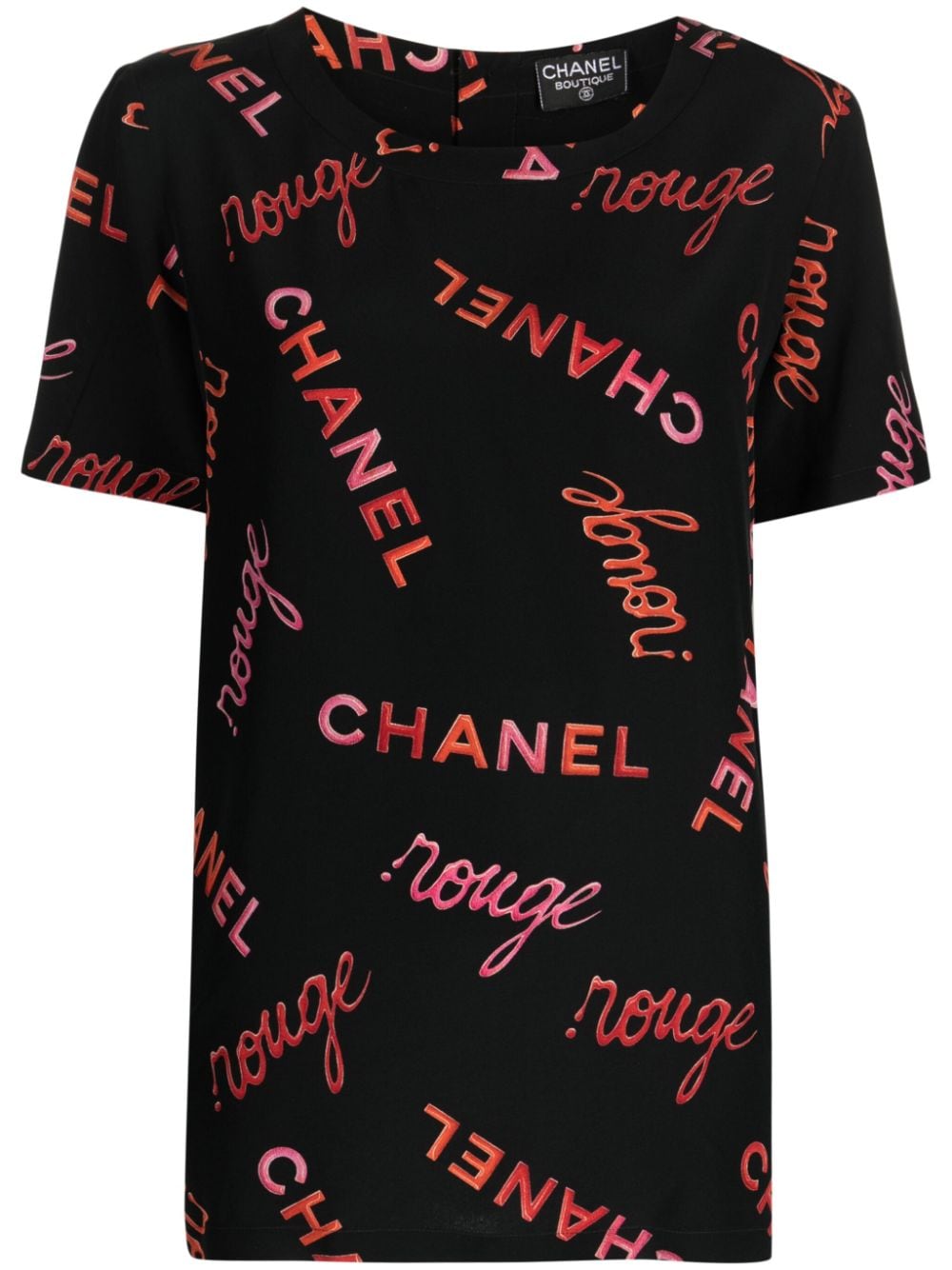 CHANEL Pre-Owned 2010s logo-print silk T-shirt - Black von CHANEL Pre-Owned