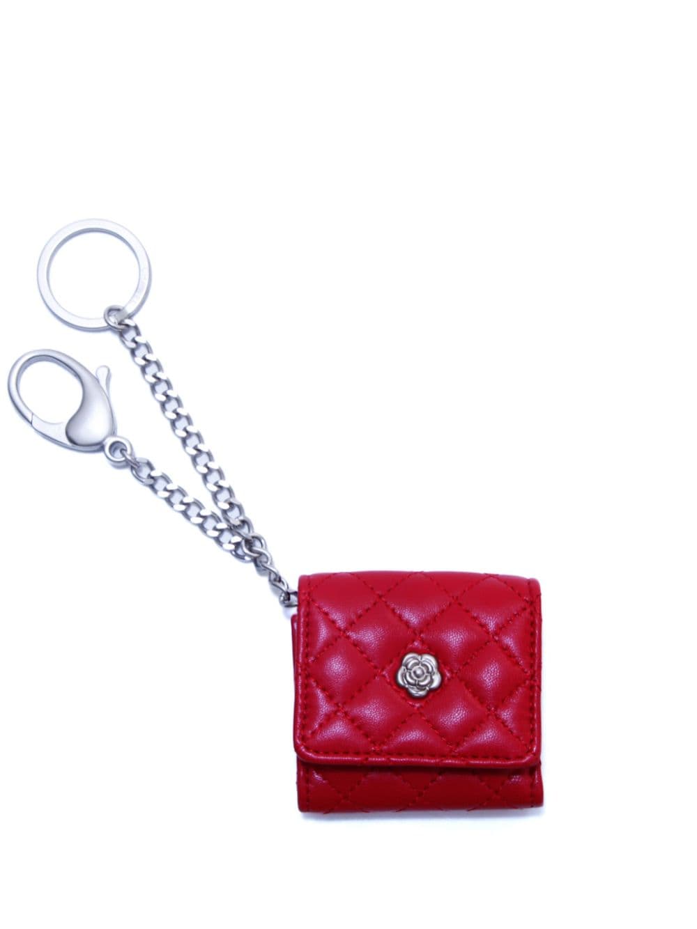 CHANEL Pre-Owned 2011-2012 diamond-quilted leather keyring - Grey von CHANEL Pre-Owned