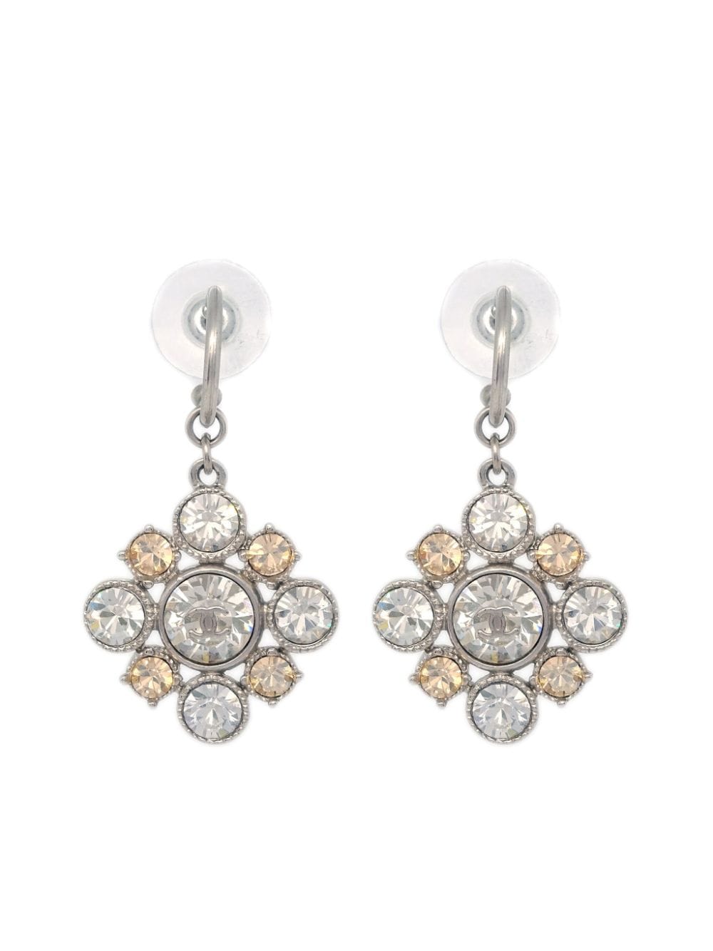 CHANEL Pre-Owned 2012 CC floral rhinestone earrings - Silver von CHANEL Pre-Owned